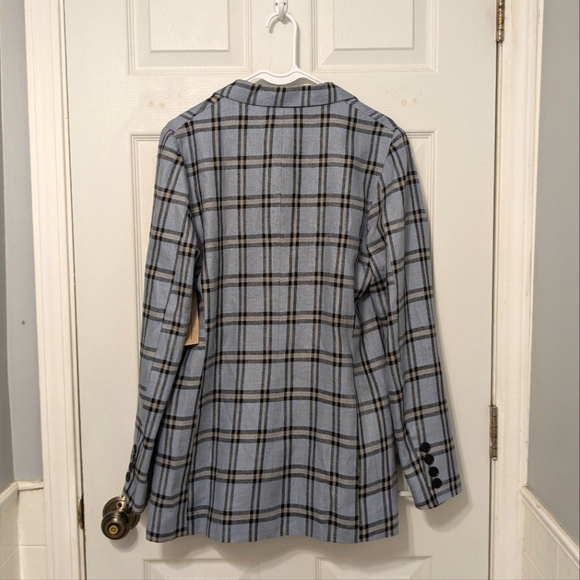 NWT Reformation "Valero" Linen Tartan Plaid Blazer Size S in Calais - Picture 4 of 8